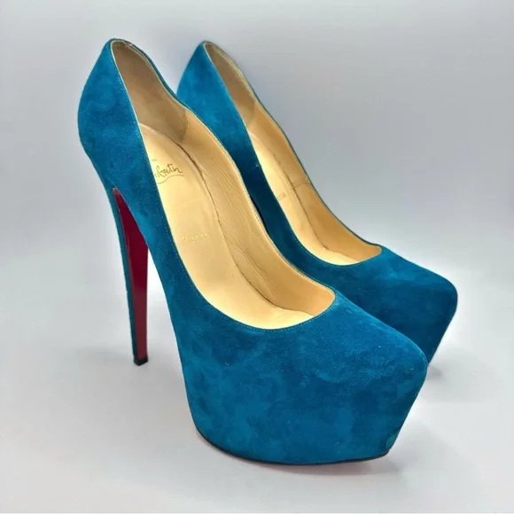 Christian Louboutin Daffodile 160 Suede Peacock Pumps 40 - Picture 2 of 10